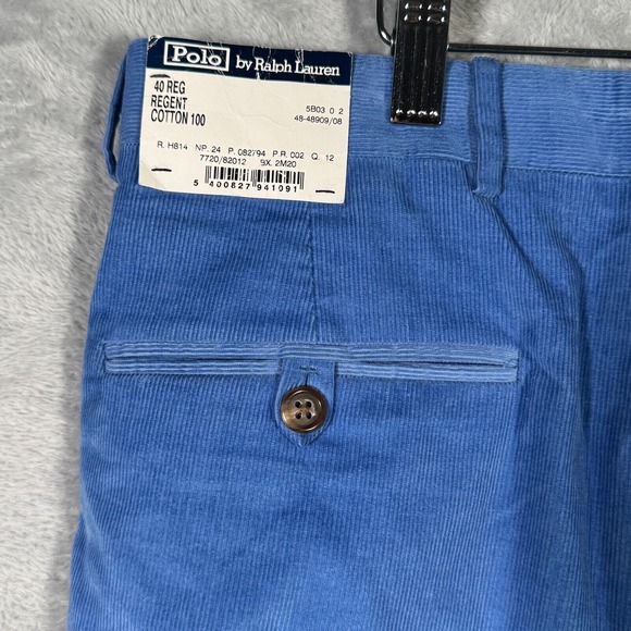 Ralph Lauren Pants Mens‎ 40 Blue Corduroy Regent Unhemmed Made in Italy